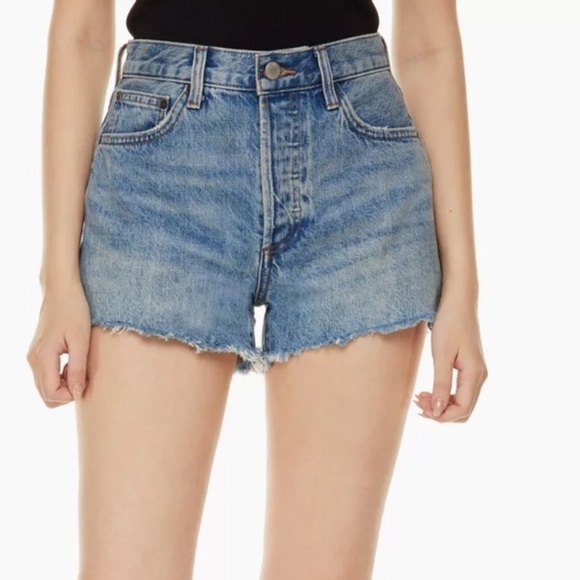 Denim Forum Pants - Denim Forum Aritzia Ex Boyfriend Mid to High Rise Cut Off Shorts